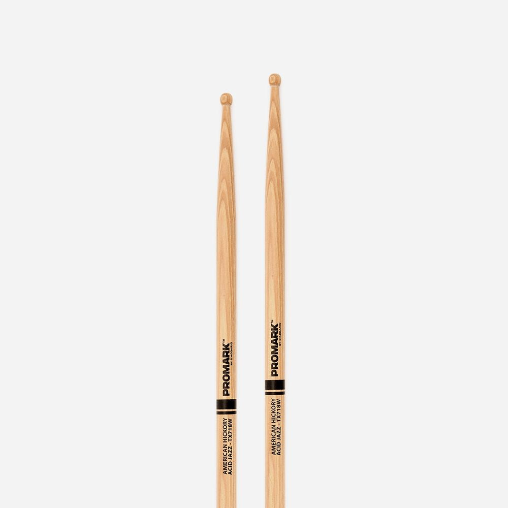 Promark TX718W-Promark 718 Hickory Wood Tip "Acid Jazz" Drumsticks