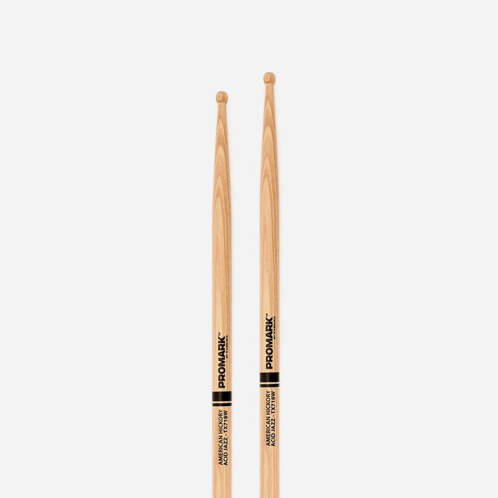 Promark TX718W-Promark 718 Hickory Wood Tip "Acid Jazz" Drumsticks