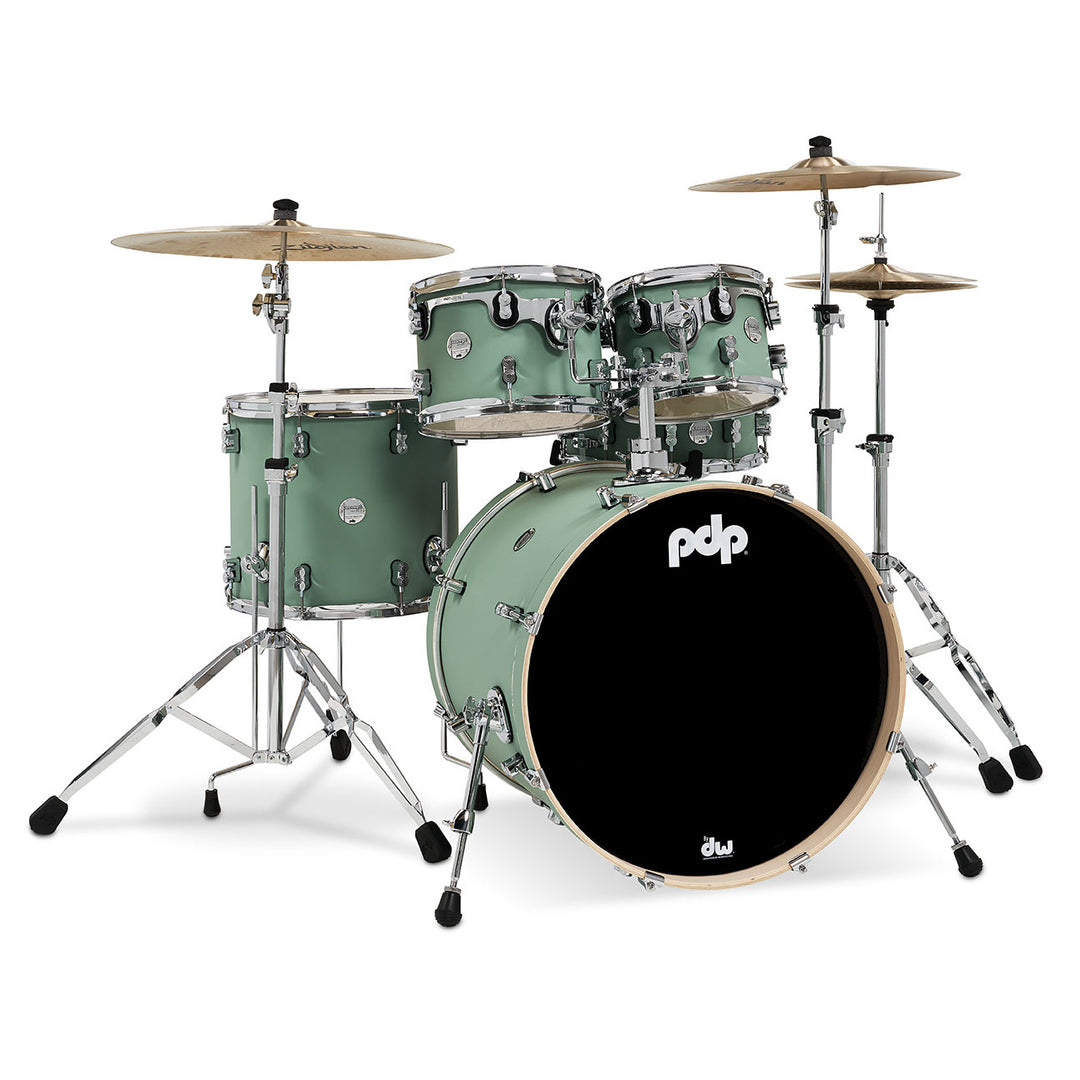 PDP Concept Maple Finish Ply CM5 5-Piece Kit Shell Pack w/ Chrome Hardware (18x22 w/ BDM, 8x10, 9x12, 14x16FT, 5.5x14 Snare) - Satin Seafoam