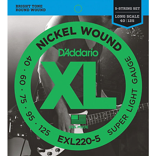 D'Addario EXL220-5 - SET BASS XL 40-125 LONG 5STR