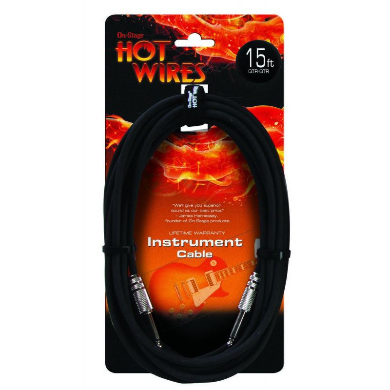 On-Stage IC-15 Instrument Cable QTR-QTR - 15‚Äô