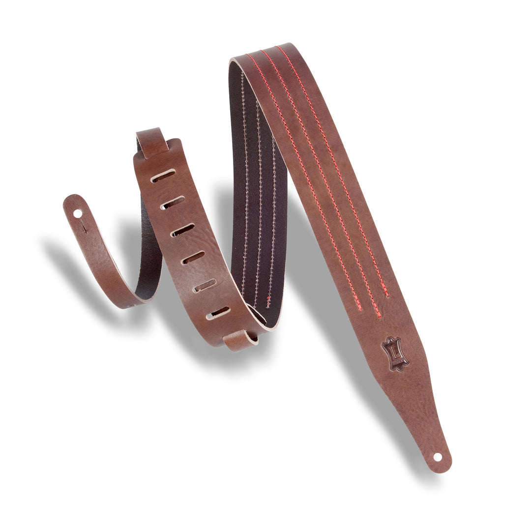 Levy's MV217TS-BRN_RED Veg-tan Leather Guitar Straps