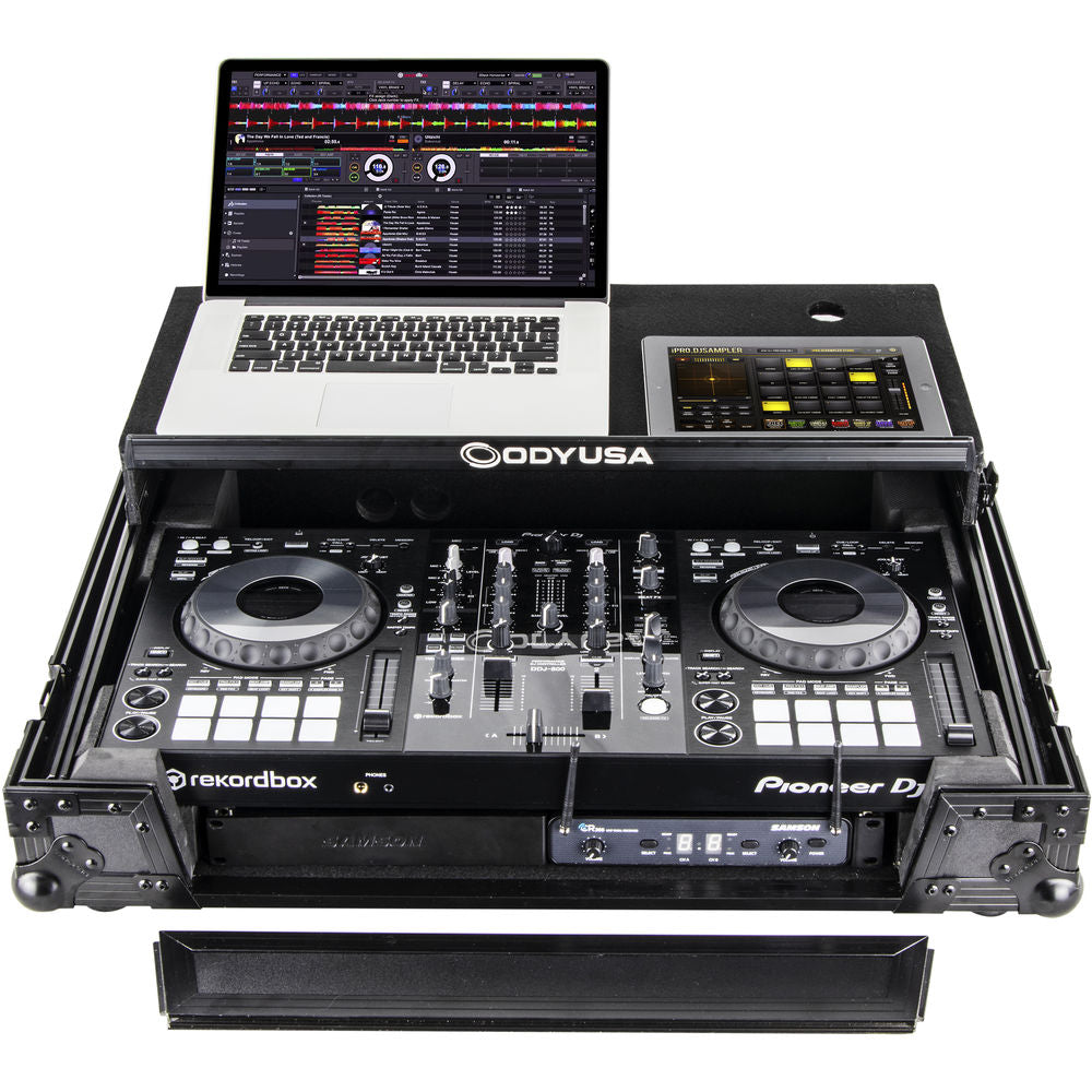 Odyssey FZGSPIDDJ8001 Flight Zone Glide Style Flight Case for Pioneer DDJ-800 w/ 2U Rack - Black