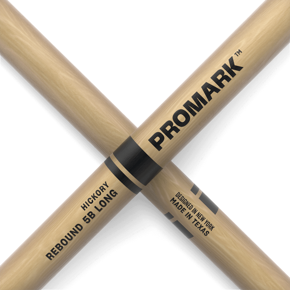 Promark RBH595LAW- Promark Rebound 5B Long 5.95" Hickory Drumsticks With Acorn Tip