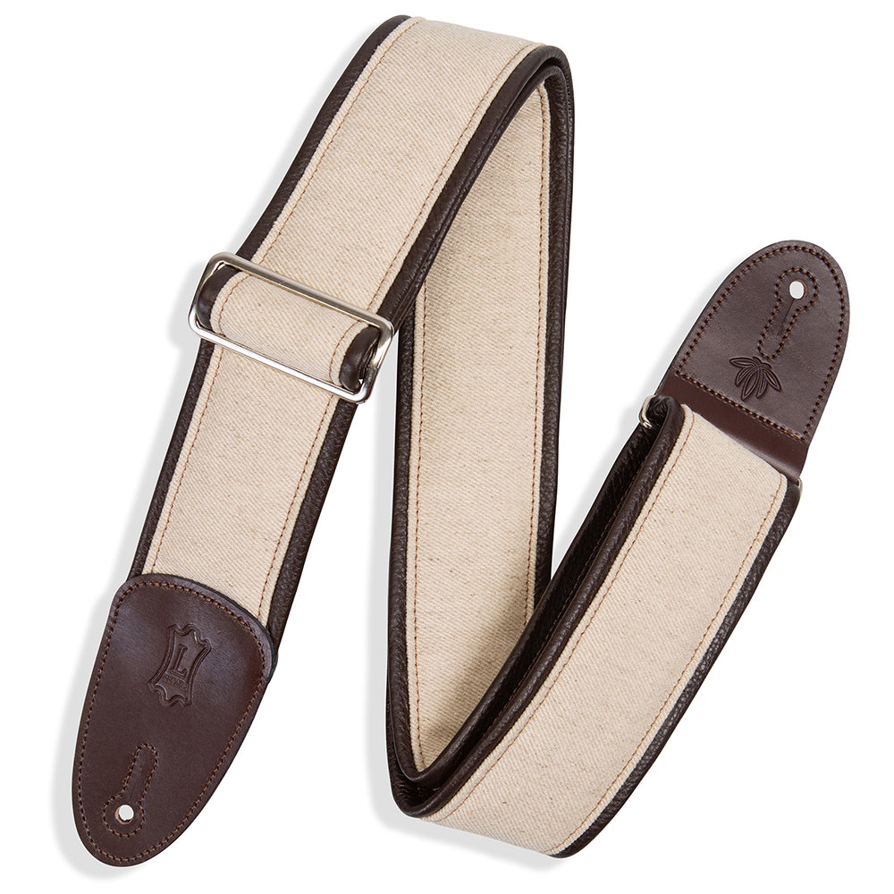 Levy’s MHG7-DBR Lux Padded Hemp Guitar Strap - Slider Dark Brown