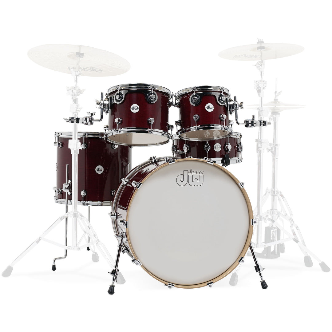 DW Design Series 5-Piece Shell Pack Gloss Lacquer Drum Set (18x22, 8x10, 9x12, 14x16, 5.5x14) - Cherry Stain
