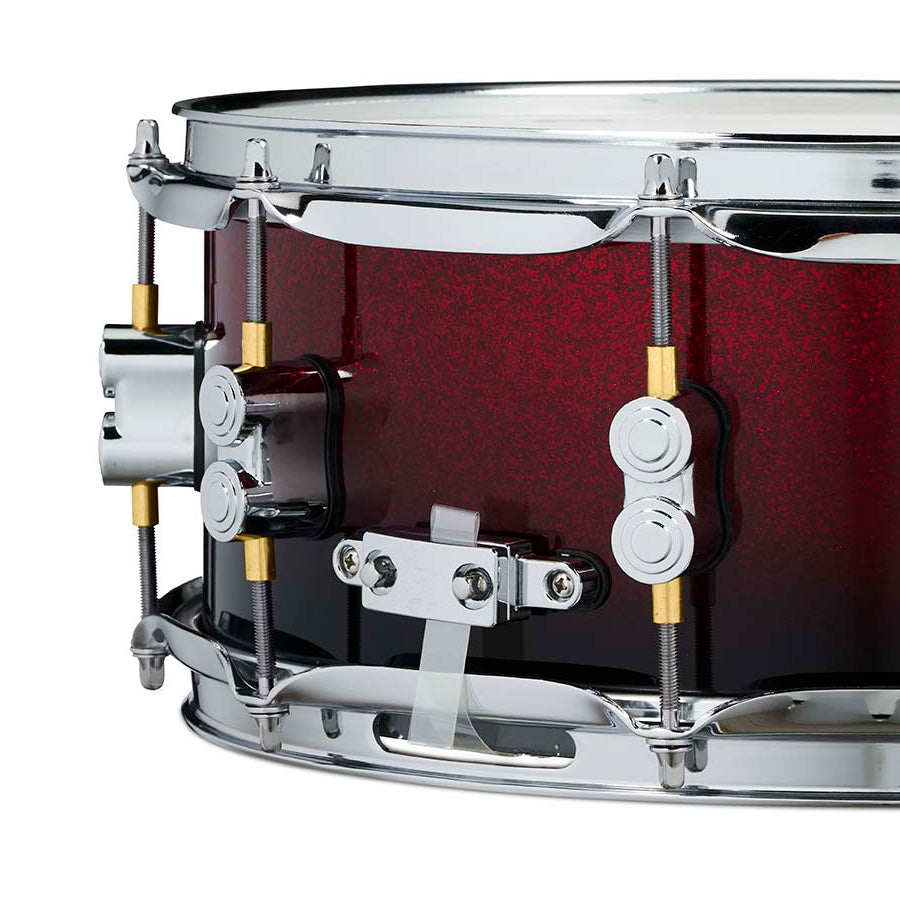 PDP Concept Maple Lacquer 5.5x14 Snare Drum w/ Chrome Hardware - Red to Black Fade