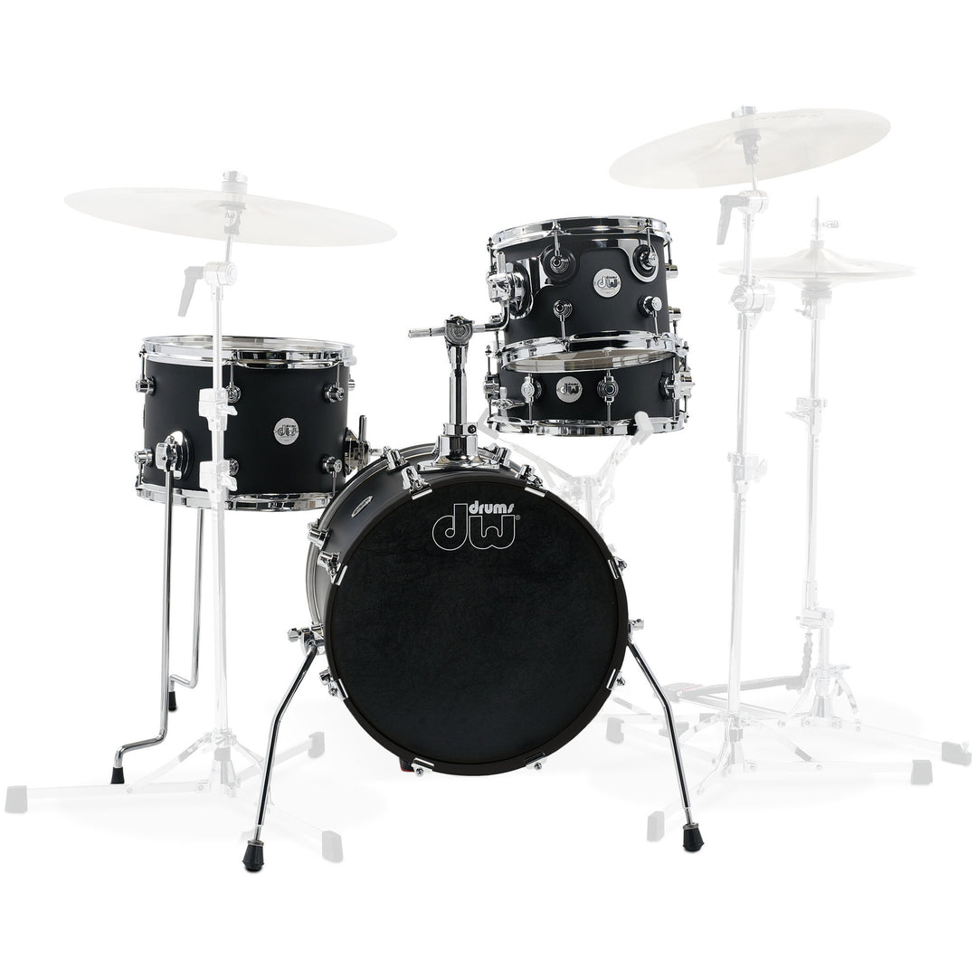 DW Design Series Mini Pro 4-Piece Shell Pack Matte Lacquer Drum Set (6.5x10, 9x13, 14x16 BD, 5x12) - Black Satin