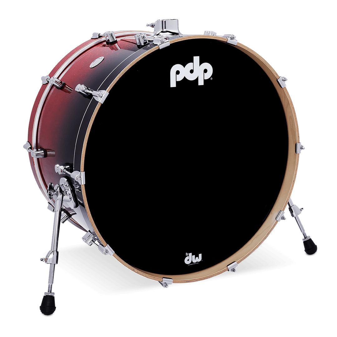 PDP Concept Maple Lacquer 14x24 Bass Drum w/ BDM Bracket (No Tom Holder) - Red to Black Fade
