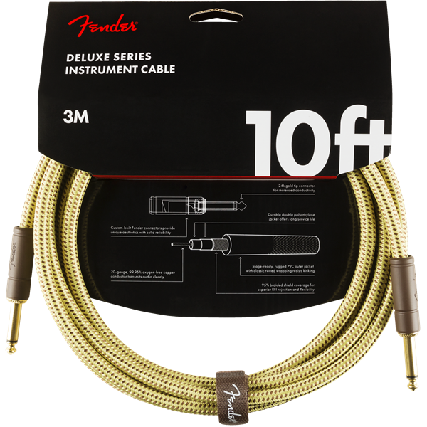 Fender Deluxe Series Instrument Cable, Tweed - 10ft