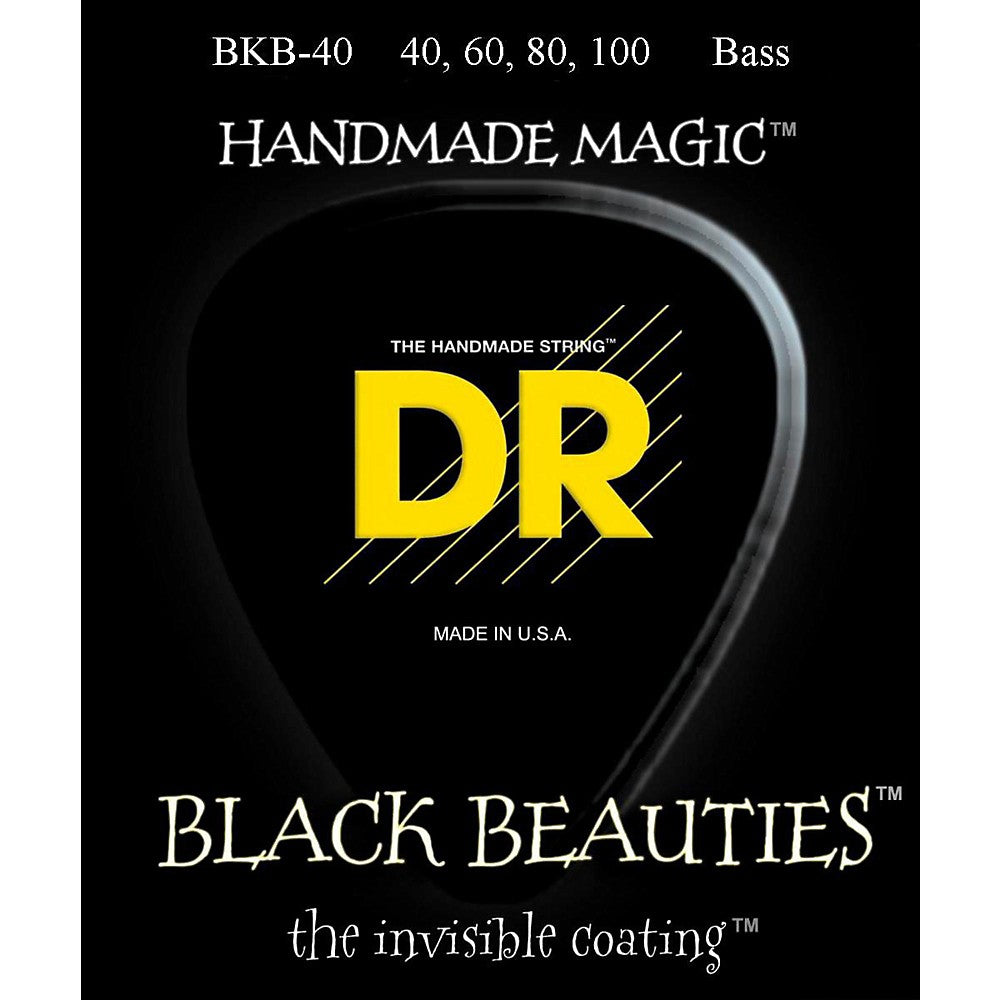 DR Strings BKB-40 (Light) - BLACK BEAUTIES  - BLACK Coated Bass: 40, 60, 80, 100