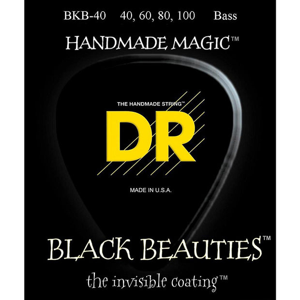 DR Strings BKB-40 (Light) - BLACK BEAUTIES  - BLACK Coated Bass: 40, 60, 80, 100