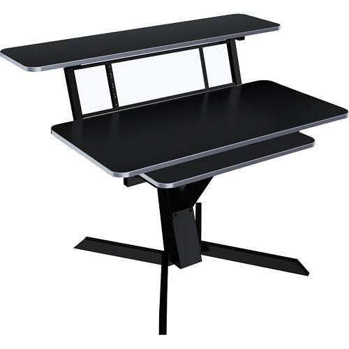 Quiklok Z460 Triple Shelf Workstation with Black Wood Tops and Pullout Shelf