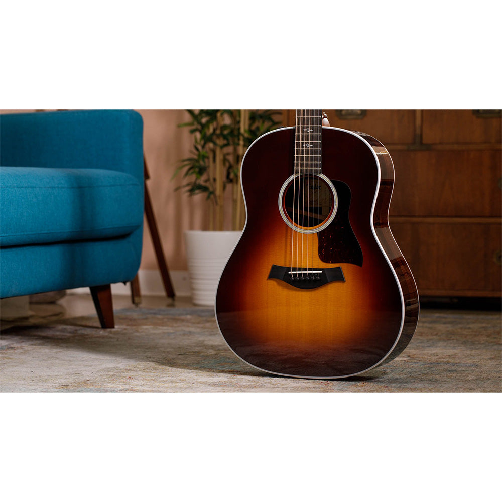 Taylor Guitars 417e, West African Crelicam Ebony Fretboard, Expression System ® 2 Electronics, Non-cutaway with Taylor Deluxe Hardshell-Western Floral Case