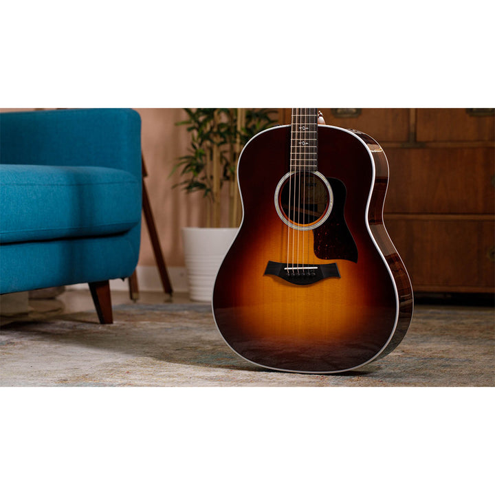 Taylor Guitars 417e, West African Crelicam Ebony Fretboard, Expression System ® 2 Electronics, Non-cutaway with Taylor Deluxe Hardshell-Western Floral Case