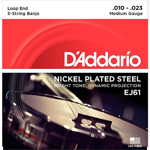 D'Addario EJ61 - SET BANJO NICKEL WND 10-23 MED