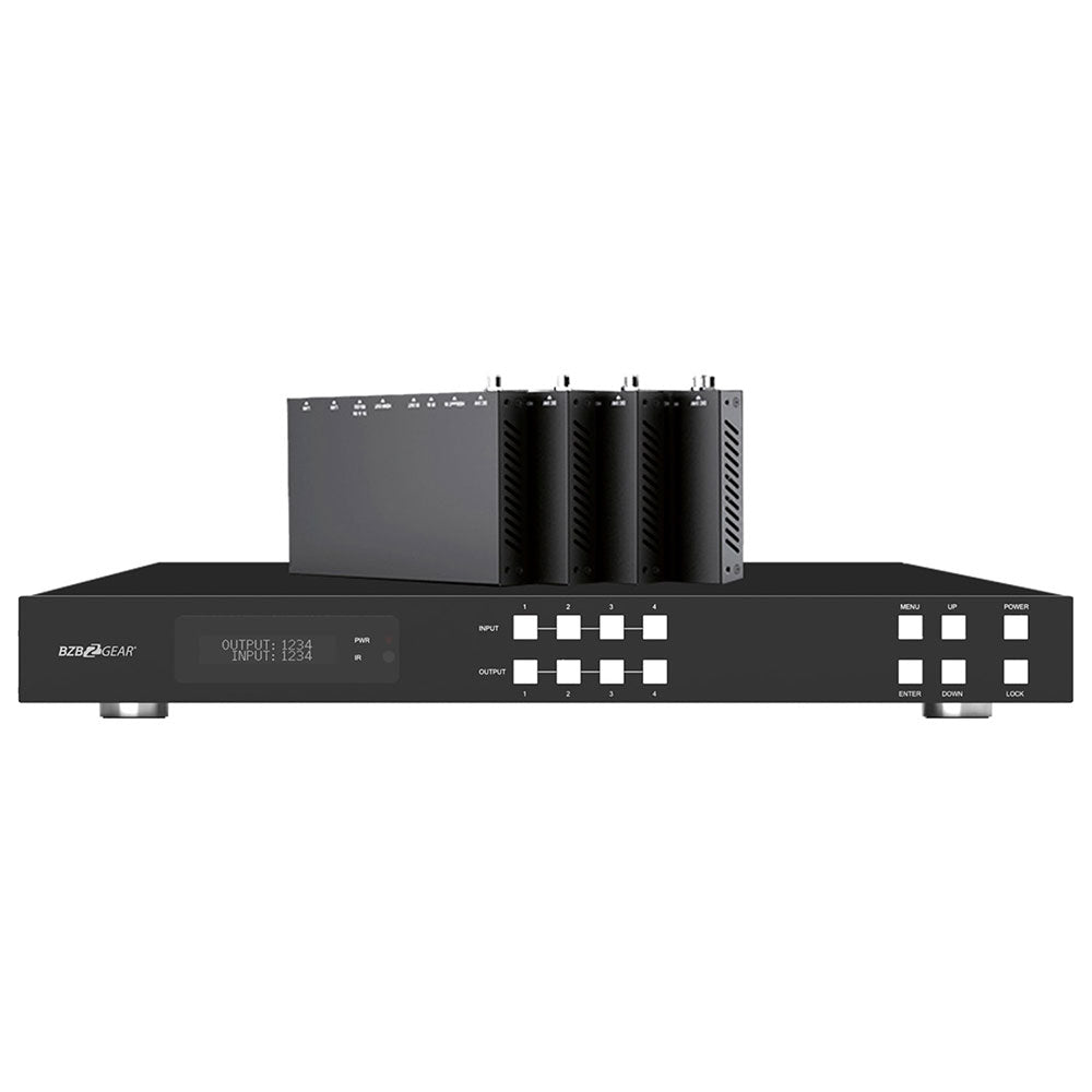 BZBGEAR - 4X4 HDMI and HDBaseT Matrix Switch with Bi-directional IR and ARC Function