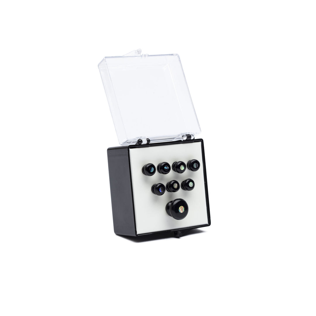 Martin Guitars, Pearl Inlaid Bridge & Endpins, set 8 pcs - Black