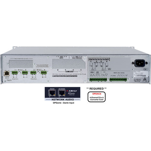 Ashly ne4250.25 amplifier plus OPDante and OPDAC4 Option Cards