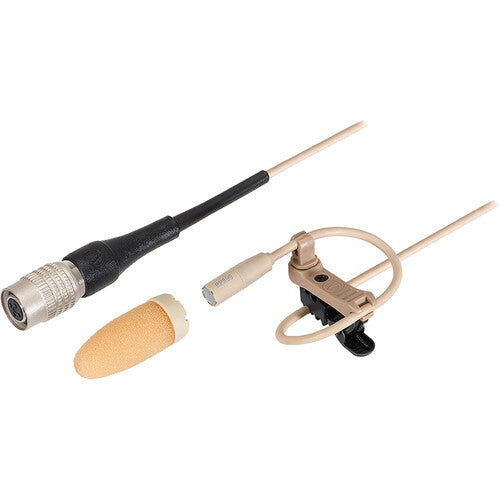 Audio-Technica BP899cW Submini Omnidirectional Condenser Lavalier Microphone w/ 55” Cable, Locking 4-Pin HRS Connector for CW Body-Pack - Beige