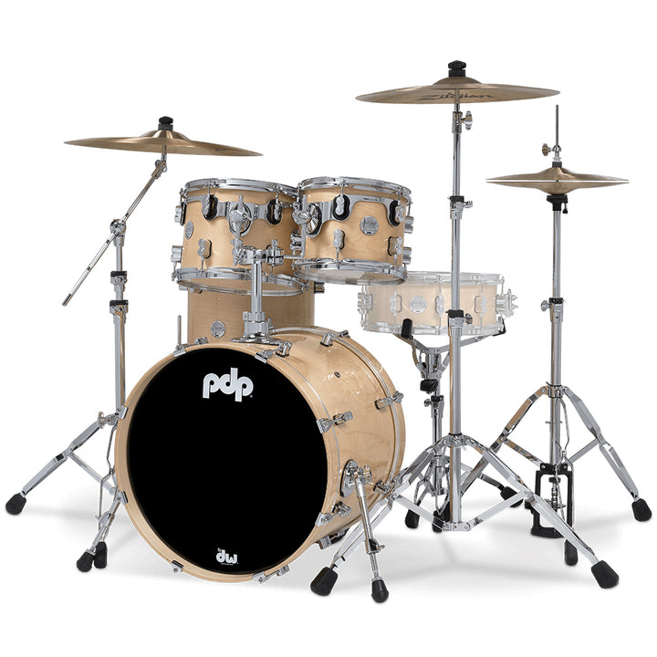 PDP Concept Maple Lacquer CM Fusion Kit Shell Pack w/ Chrome Hardware (16x20 w/ BDM, 8x10, 9x12, 14x14FT) - Natural Lacquer