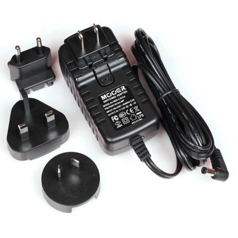 Mooer PDNW-9V2A-MP Wall Adapter Power Supply, 9V DC, Center Negative 2A, Multi-Plug