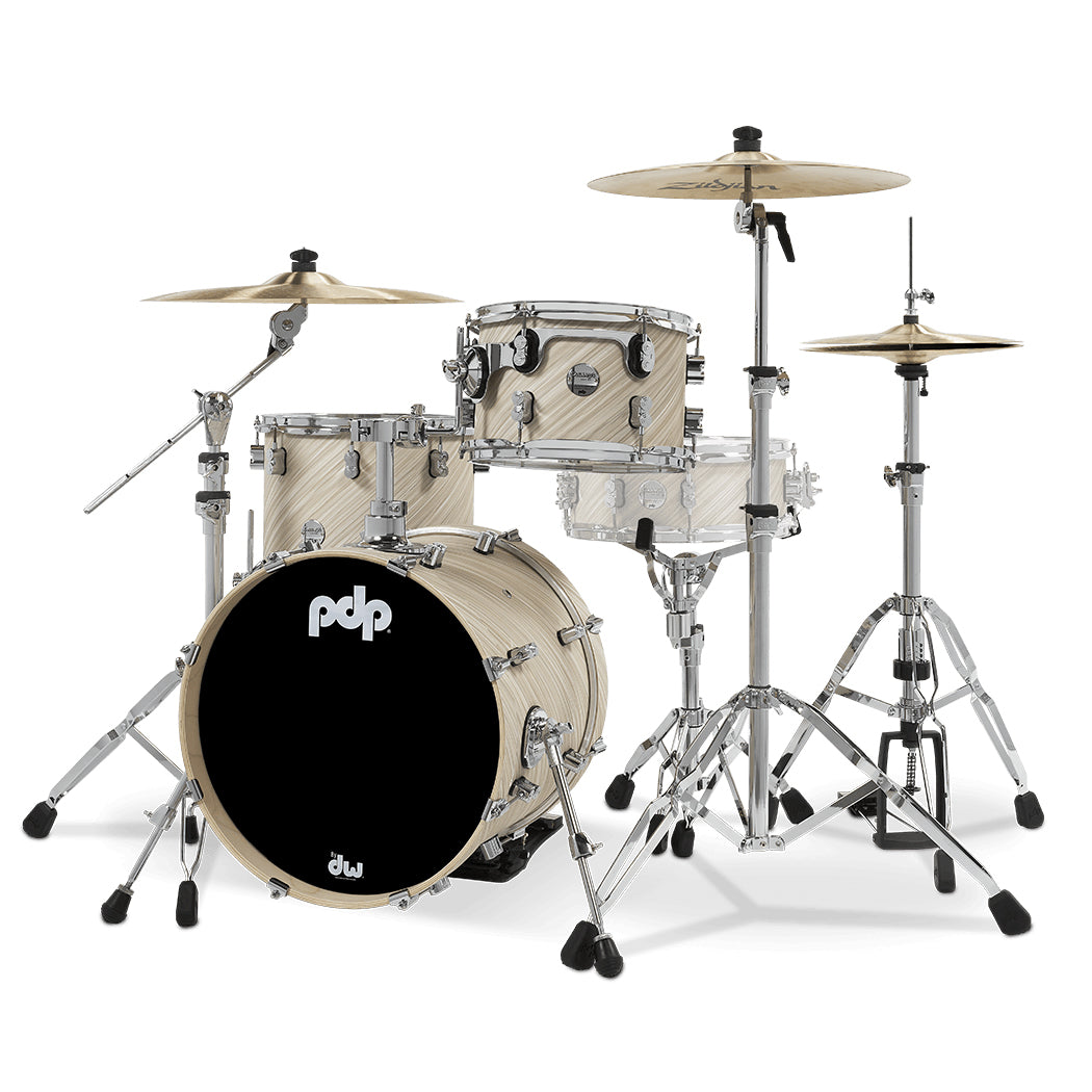 PDP Concept Maple Finish Ply CM Bop Kit Shell Pack w/ Chrome Hardware (14x18 w/ BDM, 8x12, 14x14FT) - Twisted Ivory