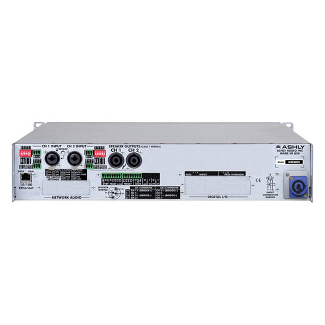 Ashly nXe Series NXE8002 2-Channel 800W Power Amplifier with Programmable Outputs & Ethernet Control