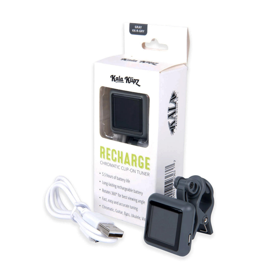 Kala KLIPZ RECHARGE Rechargeable Tuner for Ukulele - Grey