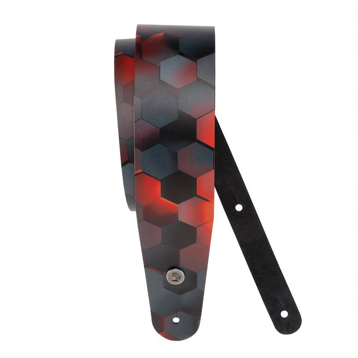 D'Addario Eco-Comfort Strap Line Extensions 2.5 PRINTED LTH, RED HEX