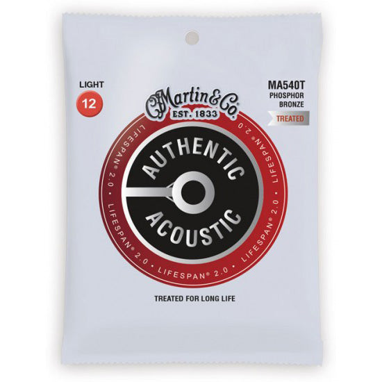 Martin MA540T Authentic Acoustic Lifespan 2.0 Treated 92/8 Ph. Bronze Guitar Strings - Light 12-54