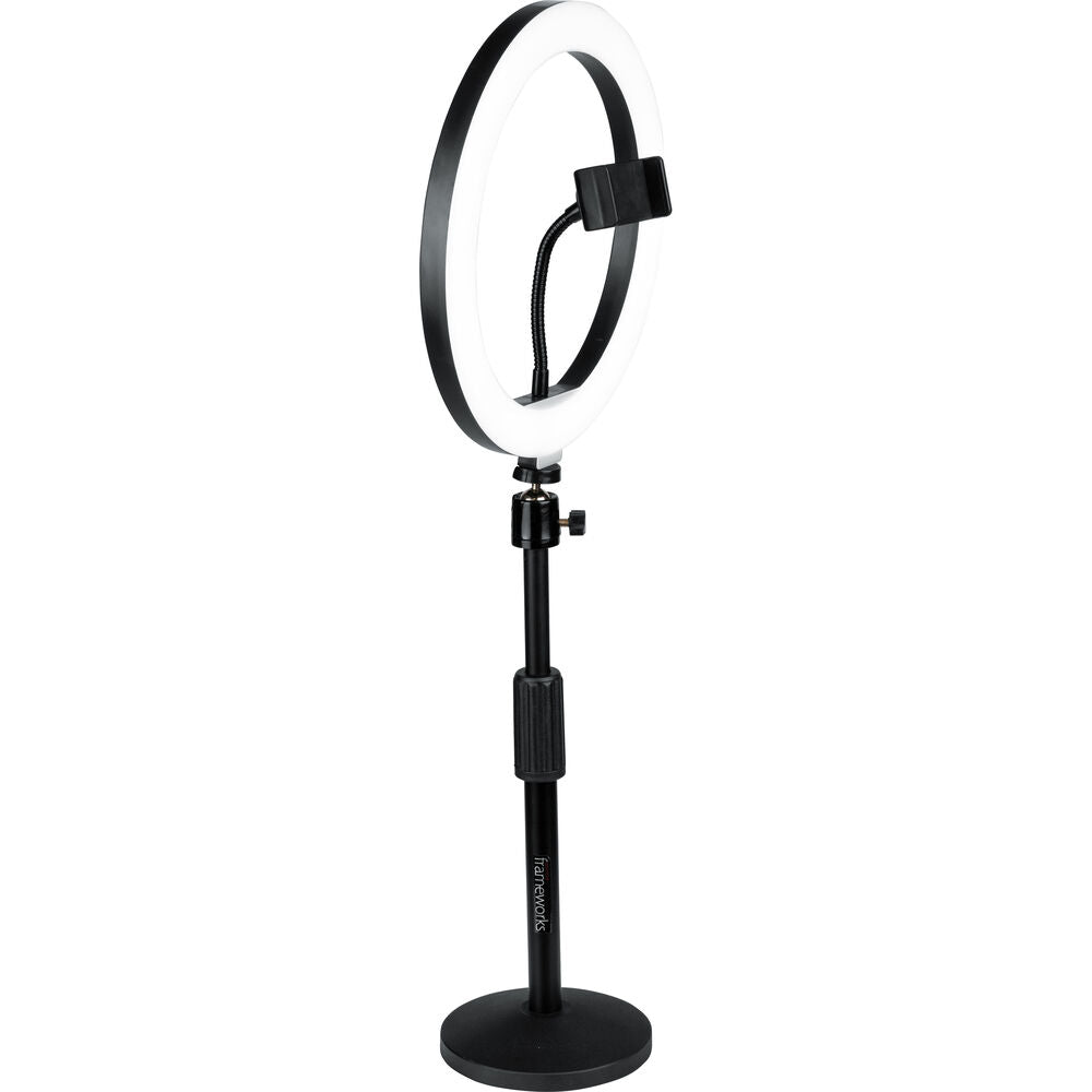 Gator LED Desktop 10” Ring Light with Round Base Stand and Phone Clamp