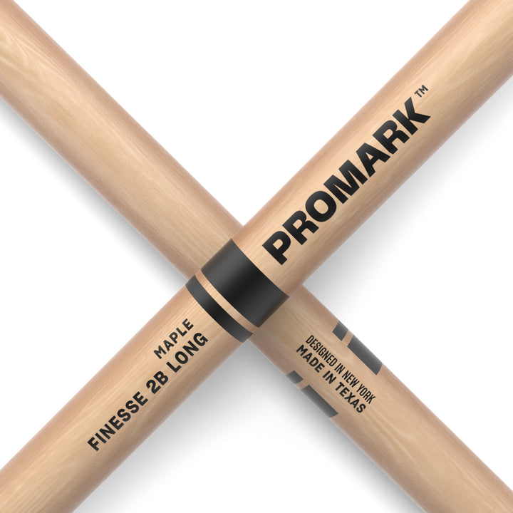 Promark RBM625LRW-Promark Finesse 2B Long Maple Drumsticks, Small Round Wood Tip