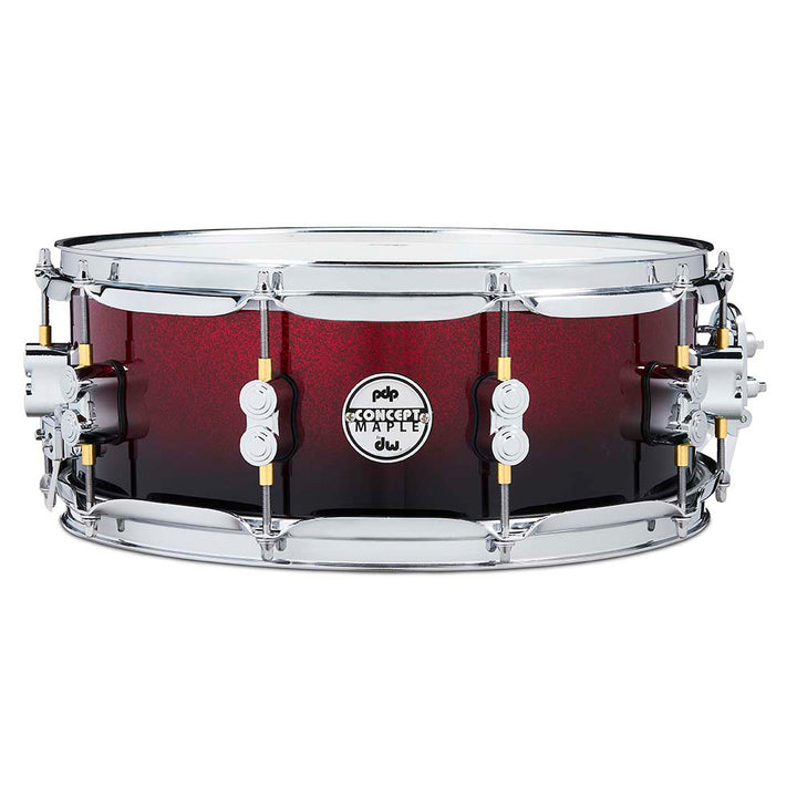 PDP Concept Maple Lacquer 5.5x14 Snare Drum w/ Chrome Hardware - Red to Black Fade