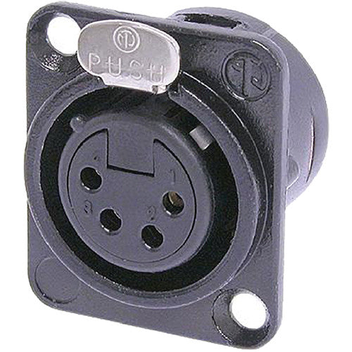 Neutrik NC4FD-L-B-1 - 4 Pin Black Chassis XLRF -D Size with Gold Contacts