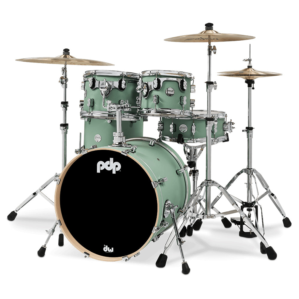 PDP Concept Maple Finish Ply CM Fusion Kit Shell Pack w/ Chrome Hardware (16x20 w/ BDM, 8x10, 9x12, 14x14FT) - Satin Seafoam