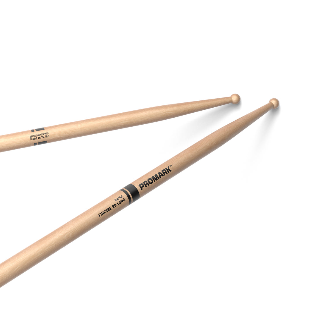 Promark RBM625LRW-Promark Finesse 2B Long Maple Drumsticks, Small Round Wood Tip