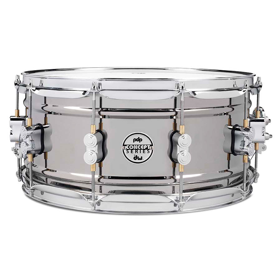 PDP Concept Metal 6.5x14 Snare Drum Dual-Beaded 1mm Rolled Black Nickel Over Steel w/ Chrome Hardware