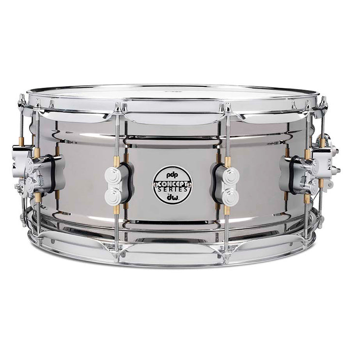 PDP Concept Metal 6.5x14 Snare Drum Dual-Beaded 1mm Rolled Black Nickel Over Steel w/ Chrome Hardware