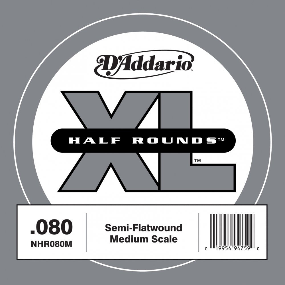 D'Addario NHR080M - SINGLE BASS HALF RND 080 MED