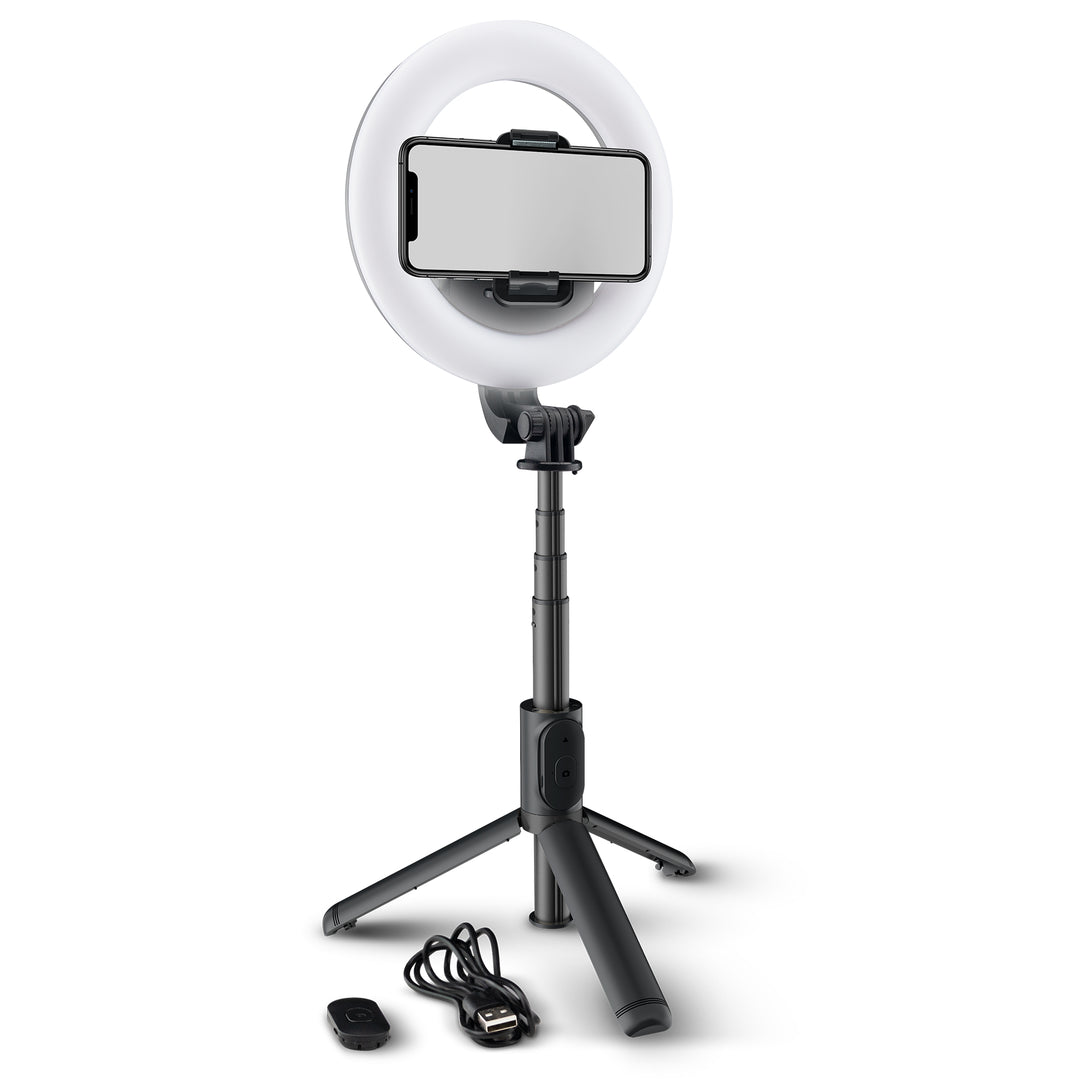 Mackie mRING-6 Battery-Powered Ring Light w/ Convertible Selfie Stick Stand & Remote - 6"