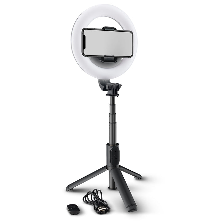 Mackie mRING-6 Battery-Powered Ring Light w/ Convertible Selfie Stick Stand & Remote - 6"