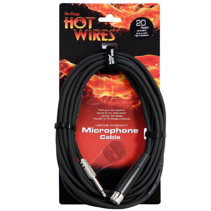On-Stage MC12-20HZ Hi-Z Microphone Cable XLR-QTR - 20‚Äô