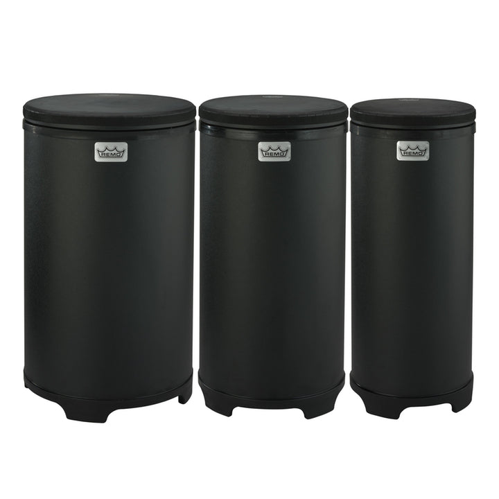 Remo DP-25TU-CC-71 - Tubano Set, 10''/12''/14''x24.5'' Black Suede™,Fliptop™ Repl. H