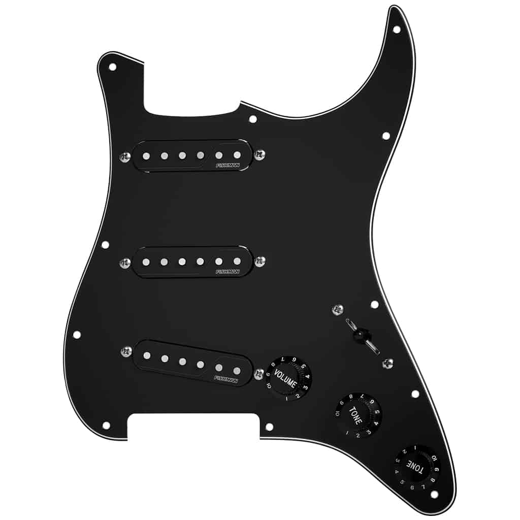 Fishman PRF-STR-BPG Fluence Loaded Pickguard - 3 Single Width Pickups for Strat®, Black