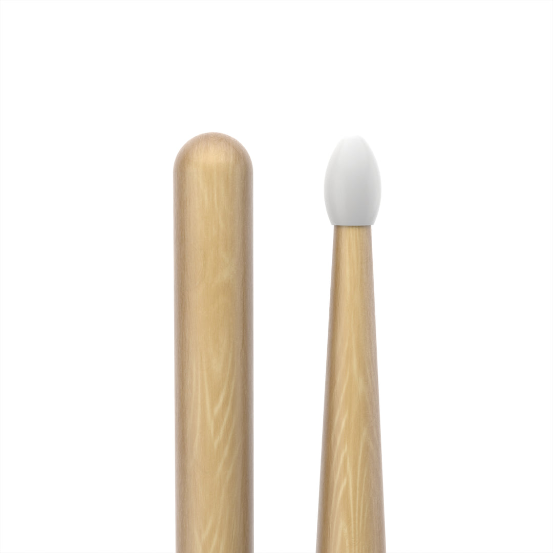 Promark RBH565N-Promark Rebound 565 Hickory Drumsticks, Oval Nylon Tip