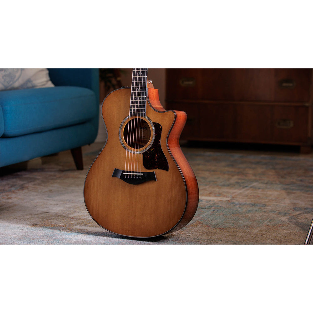 Taylor Guitars 512ce, West African Crelicam Ebony Fretboard, Expression System ® 2 Electronics, Venetian Cutaway with Taylor Deluxe Hardshell Brown Case