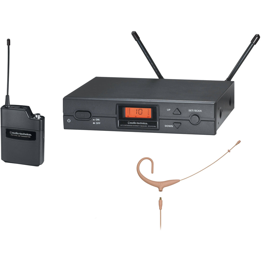 Audio-Technica ATW-2192XBI 2000 Series Wireless System 487.125-506.500 MHz - BP892xcW Headworn Microphone (Beige)