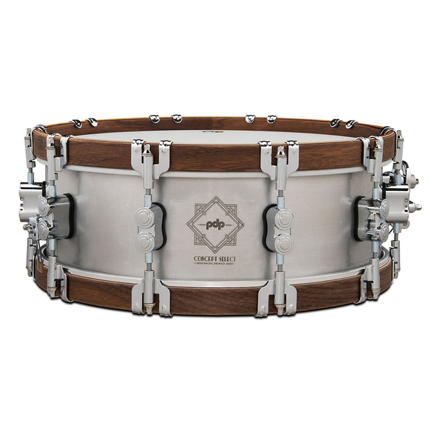 PDP Concept Select 5x14 Snare Drum - Aluminum with Walnut Wood Hoops