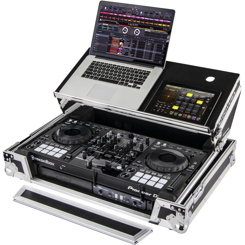 Odyssey FZGSPIDDJ8001 Flight Zone Glide Style Flight Case for Pioneer DDJ-800 w/ 2U Rack - Silver